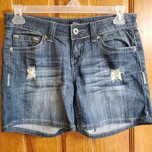 Blue Asphalt Denim Jean Shorts Juniors Size 19 Cut Offs Distressed Low Rise